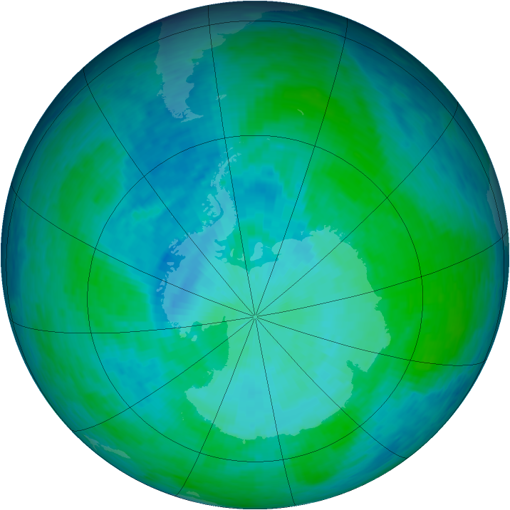 Antarctic ozone map for 03 January 1994